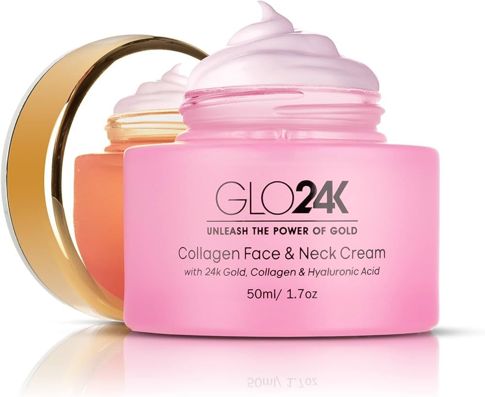 GLO24K Collagen Face & Neck Cream with 24k Gold, Collagen & Hyaluronic Acid. Boost your Skin’s ... | Amazon (US)