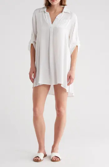 BOHO ME Oversize Cover-Up Shirt in White at Nordstrom Rack, Size Large | Nordstrom Rack