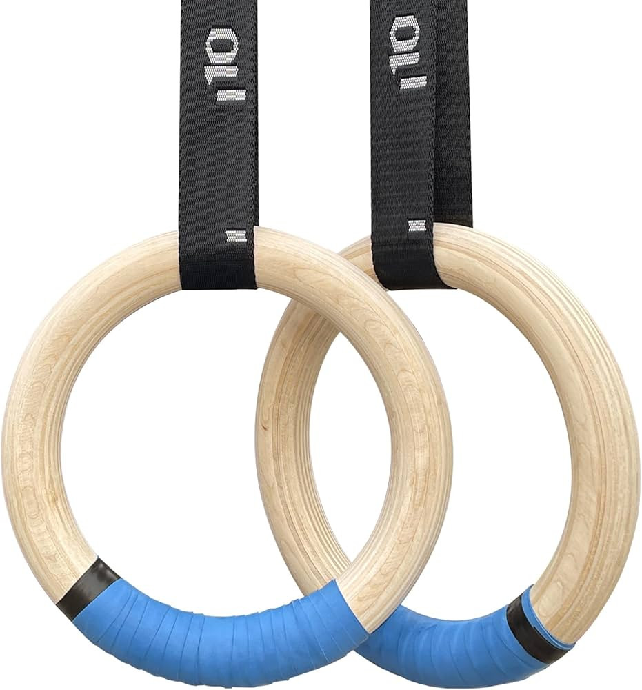 Wooden Gymnastics Rings Olympic Rings 1500 lbs with 15ft Long Adjustable Cam Buckle Straps with S... | Amazon (US)