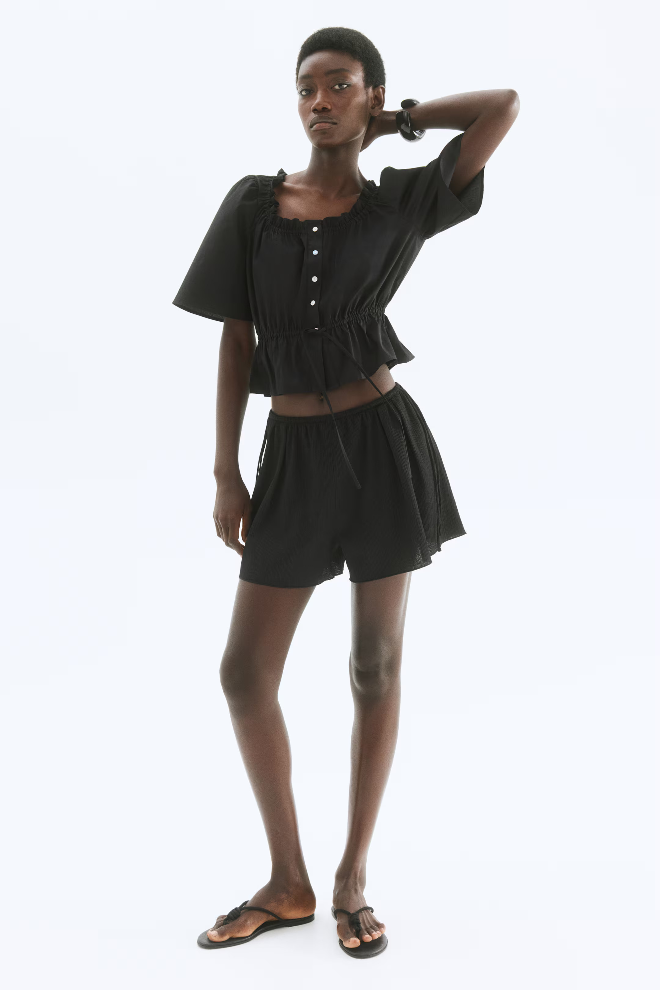 Frill-trimmed cotton blouse | H&M (UK, MY, IN, SG, PH, TW, HK)