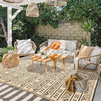 Reversible Outdoor Rugs for Patio Decor 5x8ft Waterproof Portable Outdoor Carpet Mat Large Plasti... | Amazon (US)