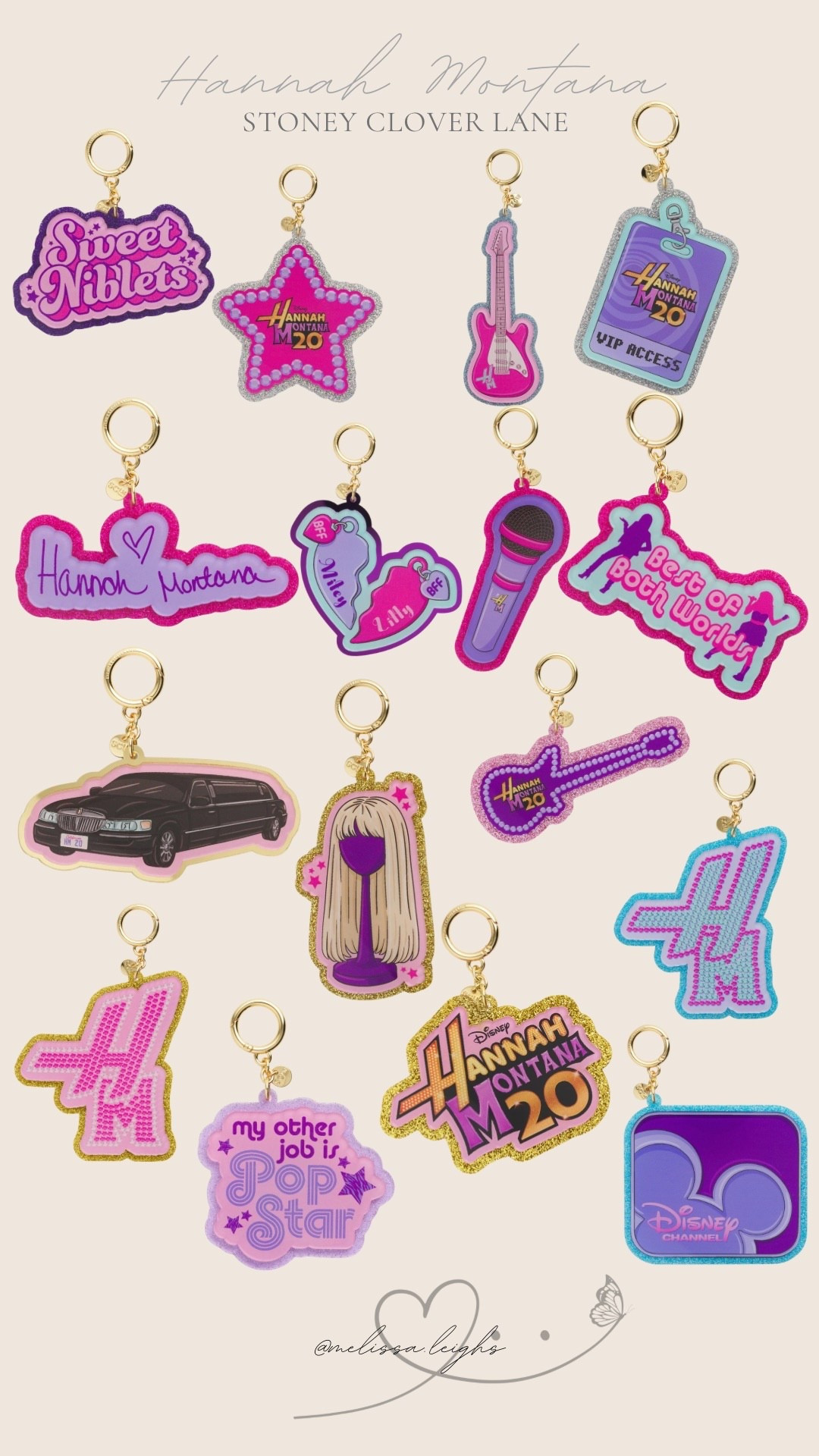 Stoney clover lane x Hannah Montana bag charms 

Hannah Montana 20th anniversary, Disney channel show, Disney accessories, Disney keychain, 2000s tv show 

#LTKTravel #LTKootd