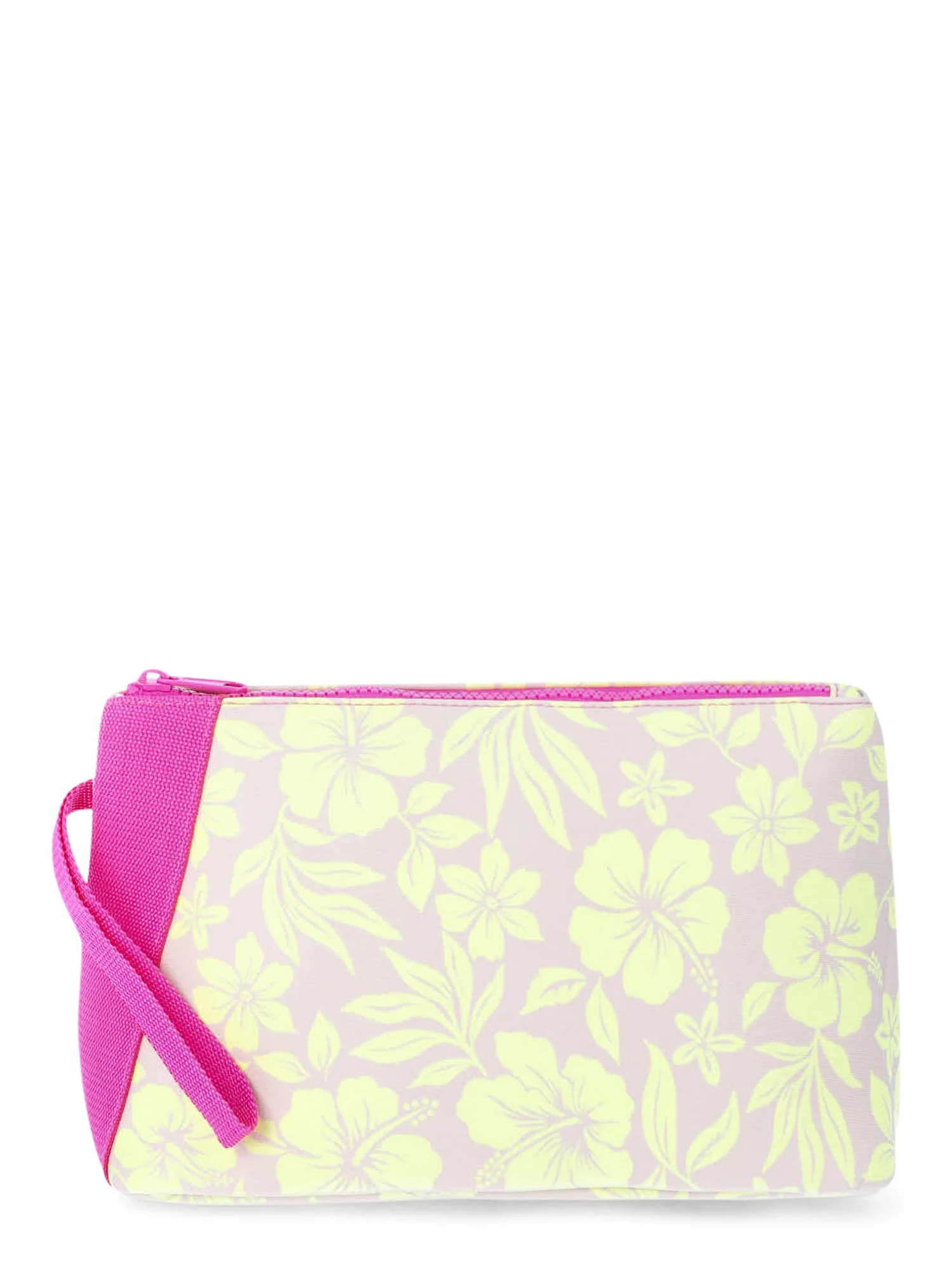 No Boundaries Triangle Beach Pouch, Citron Floral, Women’s | Walmart (US)