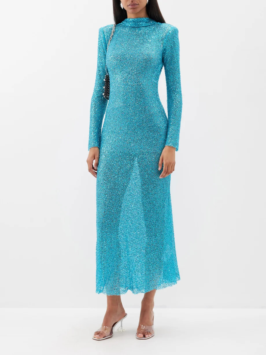 Backless sequinned-mesh maxi dress | Matches (US)