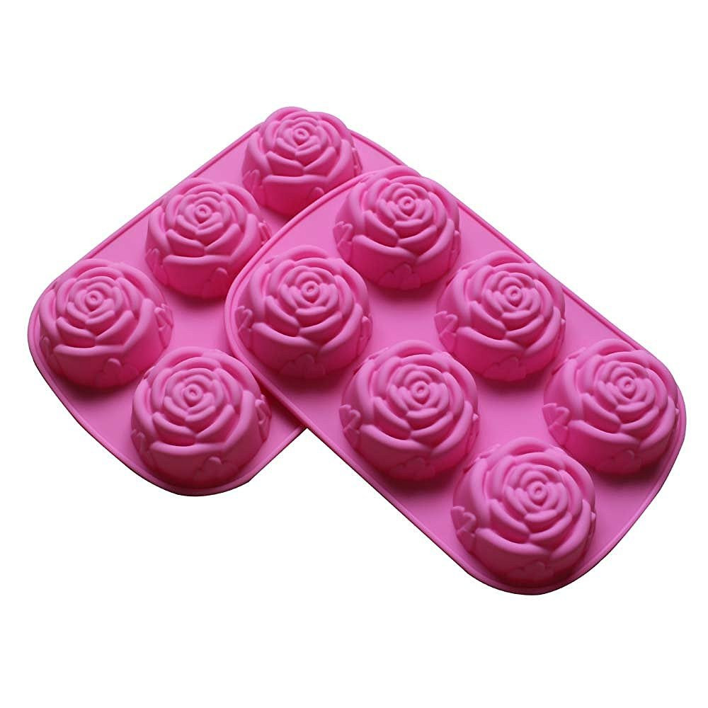 2 pack of X Large Rose Flower Ice Cube Chocolate Soap Tray Mold Silicone Party maker | Amazon (US)