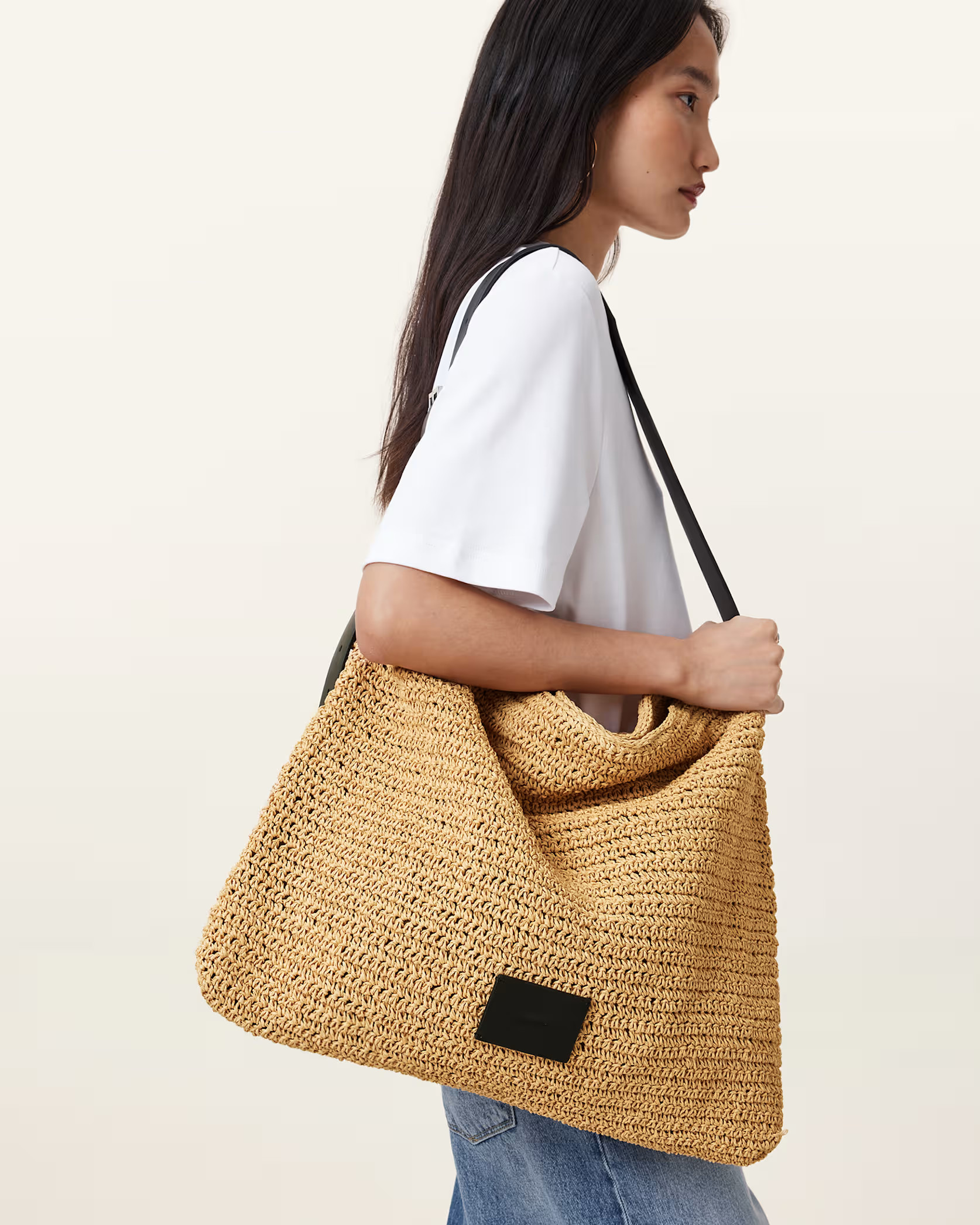 Asha Woven Straw Hobo Shoulder Bag Natural | ALLSAINTS US | AllSaints US