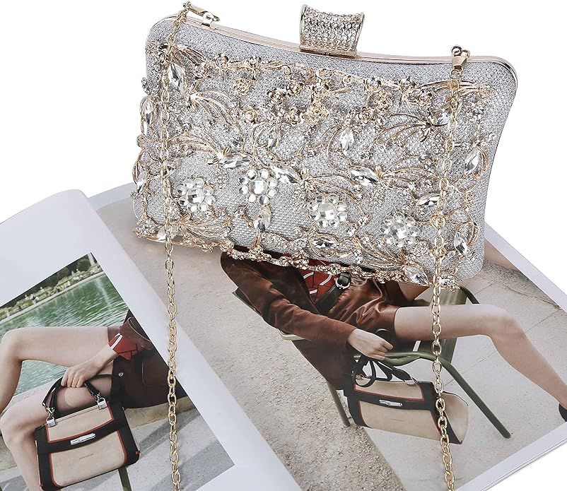 Tanpell Womens Crystal Evening Clutch Bag Wedding Purse Bridal Prom Handbag Party Bag | Amazon (US)
