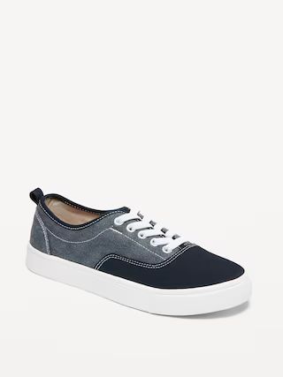 Gender-Neutral Canvas Color-Block Lace-Up Sneakers for Kids | Old Navy (US)