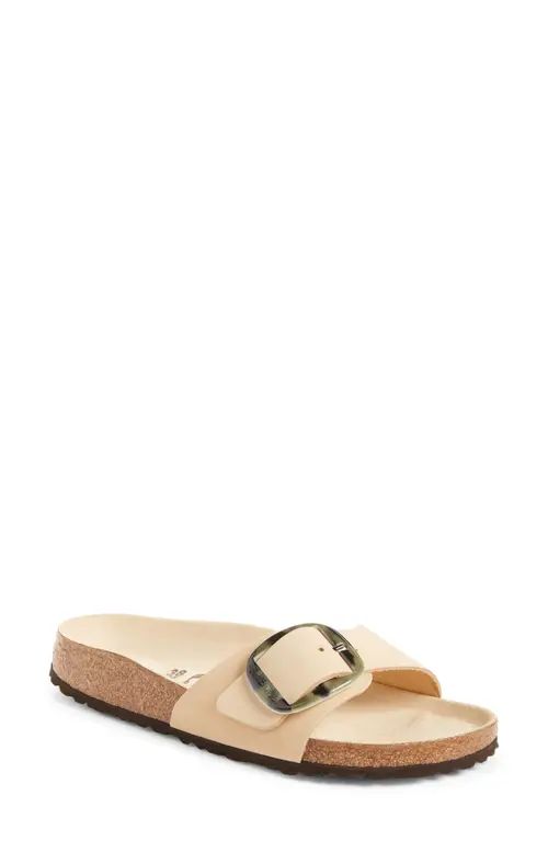 Birkenstock Madrid Torty Slide Sandal in Almond Nubuck Leather at Nordstrom, Size 8-8.5Us | Nordstrom