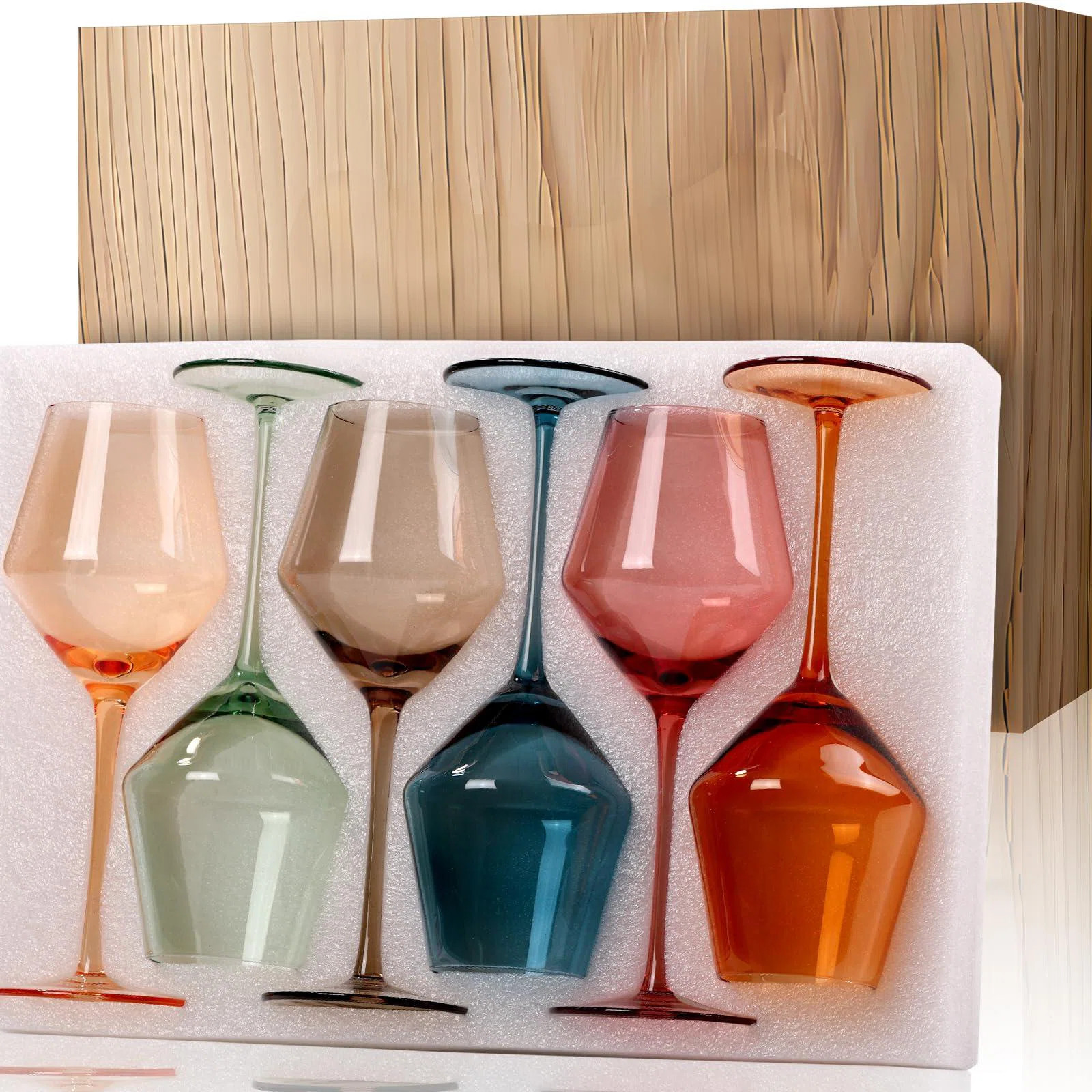 Colored Wine Glasses Set Of 6 Colorful Wine Glass With Stem(Handblown) Muted Wine Glasses Colored... | Wayfair North America