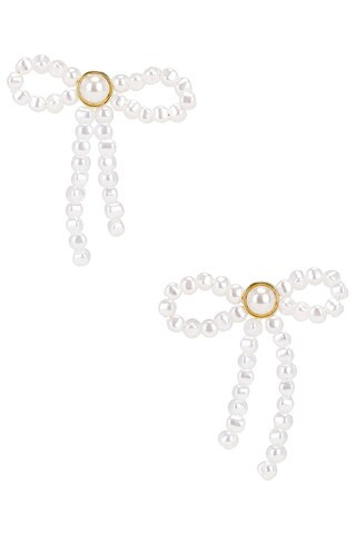 Lele Sadoughi Pearl Bow Stud Earrings in Pearl from Revolve.com | Revolve Clothing (Global)