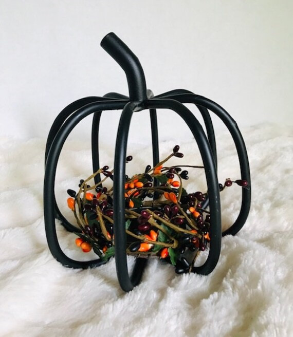 Black Iron 6" Pumpkin, Fall Decor, Farm House Table Decor, Thanksgiving, Free Berry Ring Included | Etsy (US)