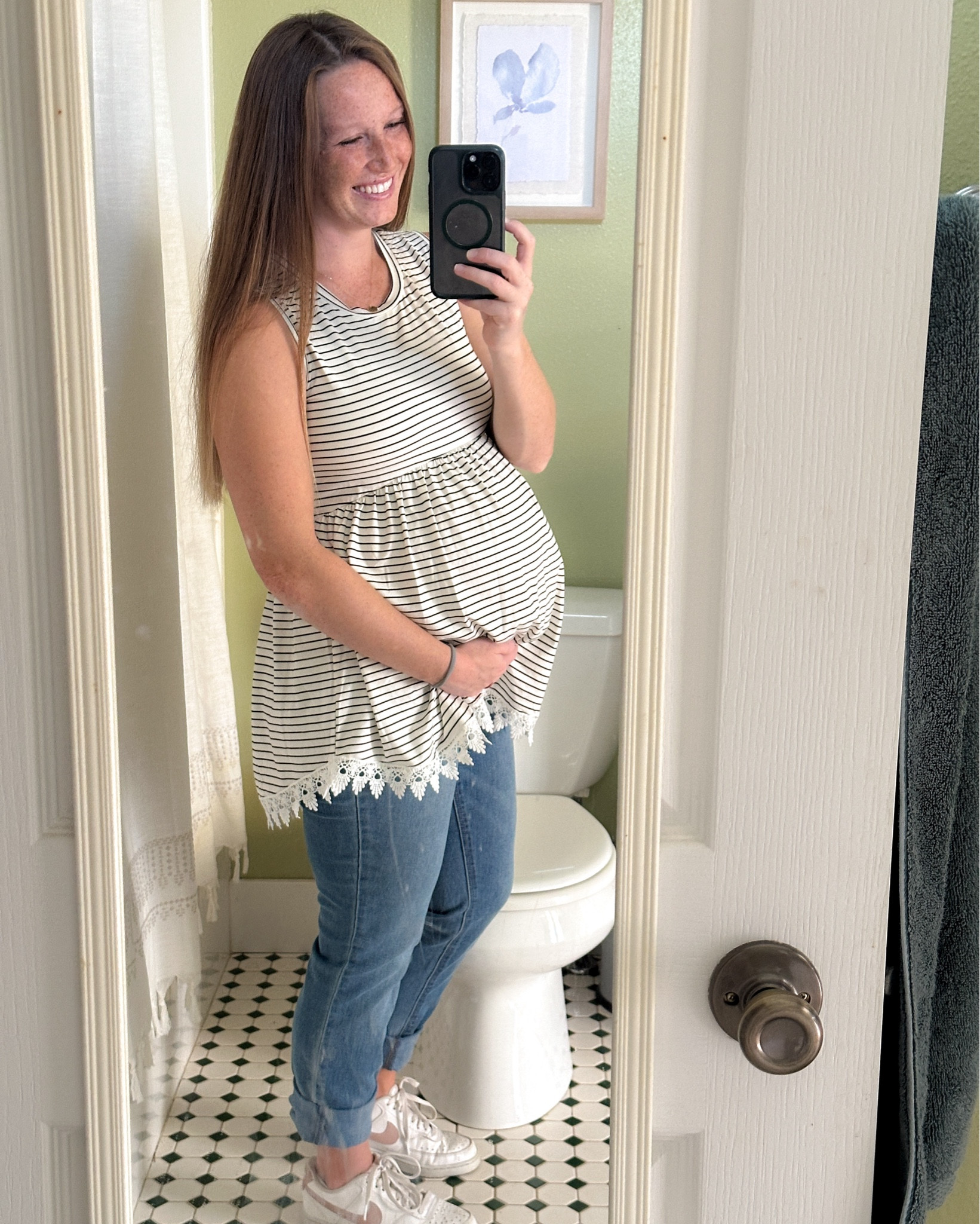 Fall maternity outfit | layers to transition to fall 🍂 

#LTKFindsUnder50 #LTKSeasonal #LTKBump