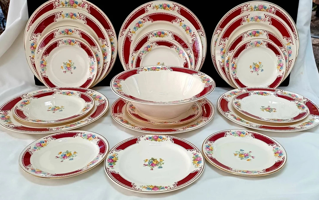 Brittany Majestic by Homer Laughlin Dinnerware Set Dinner Plates Luncheon Plates Dessert Plates B... | Etsy (US)