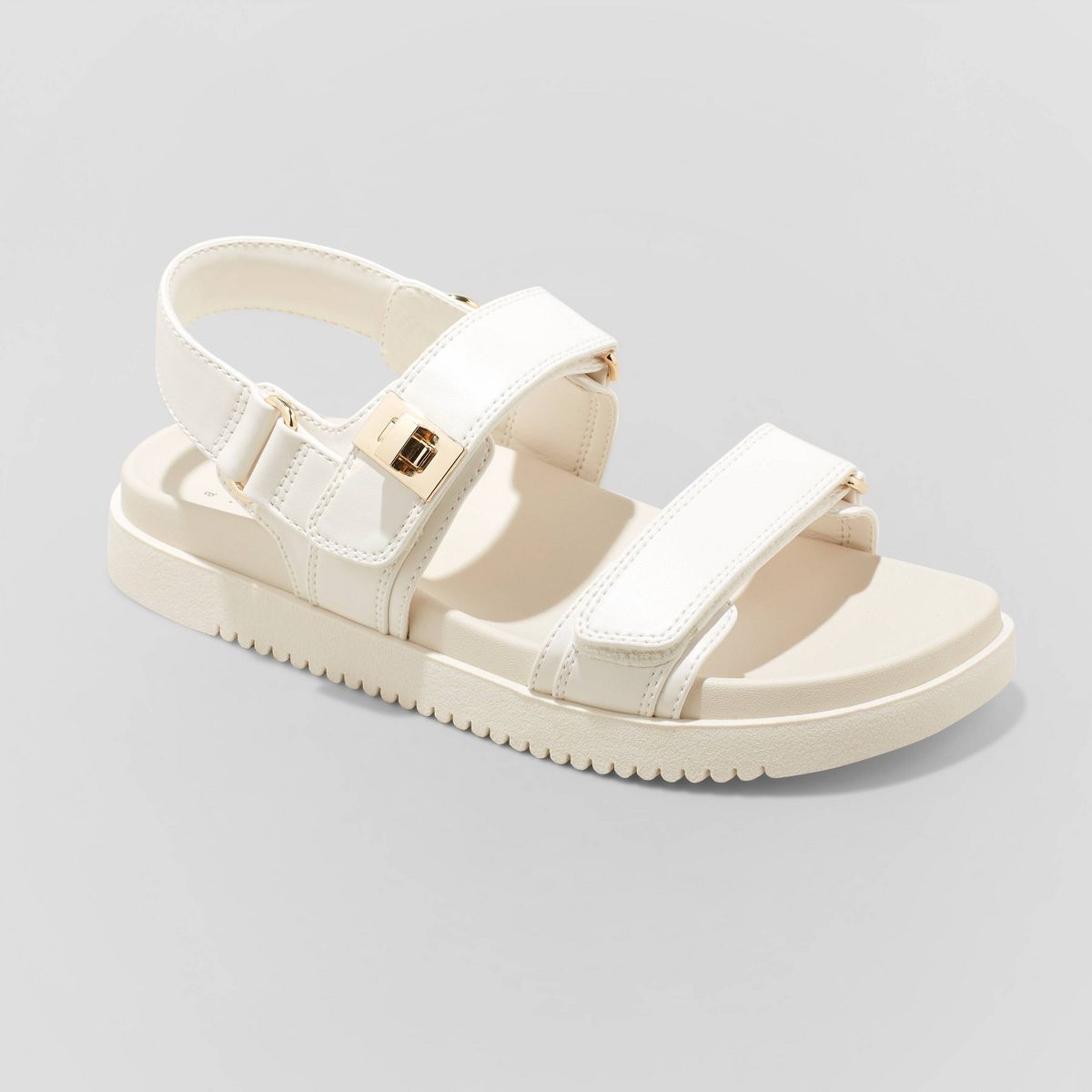 Women's Jonie Ankle Strap Footbed Sandals - A New Day™ Off-White 10 | Target