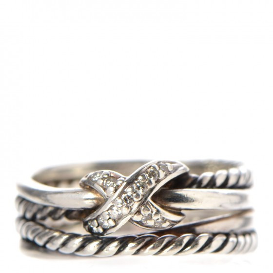 DAVID YURMAN Sterling Silver Diamond X Crossover Ring 47 4 | Fashionphile