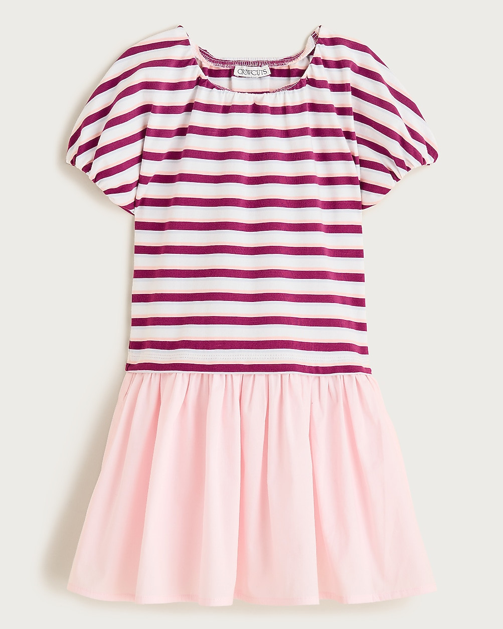 Girls' bubble-sleeve mixy dress in stripe | J. Crew US