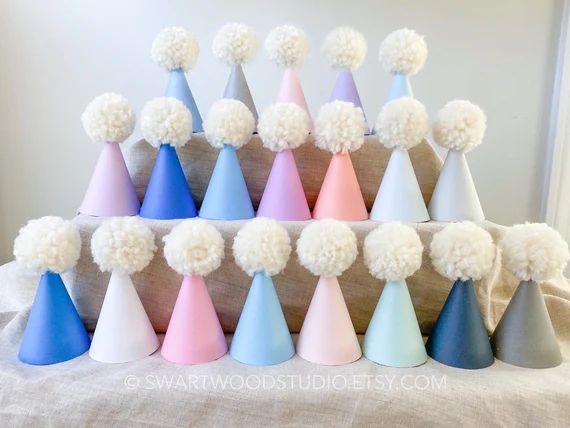Pom Party Hat  Cool Rainbow Collection | Etsy | Etsy (US)