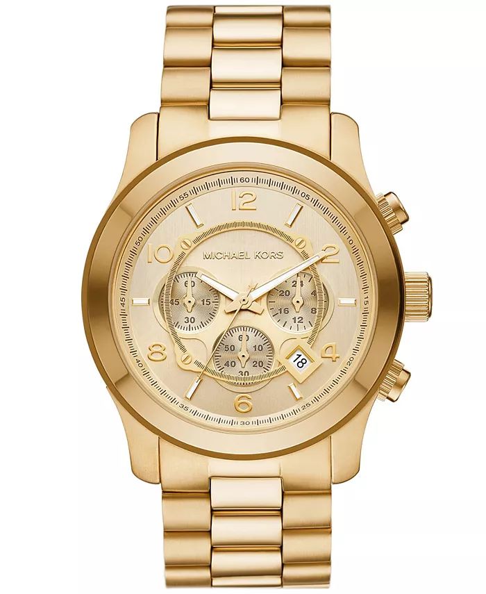 Unisex Runway Chronograph Gold-Tone Stainless Steel Bracelet Watch, 45mm | Macy's