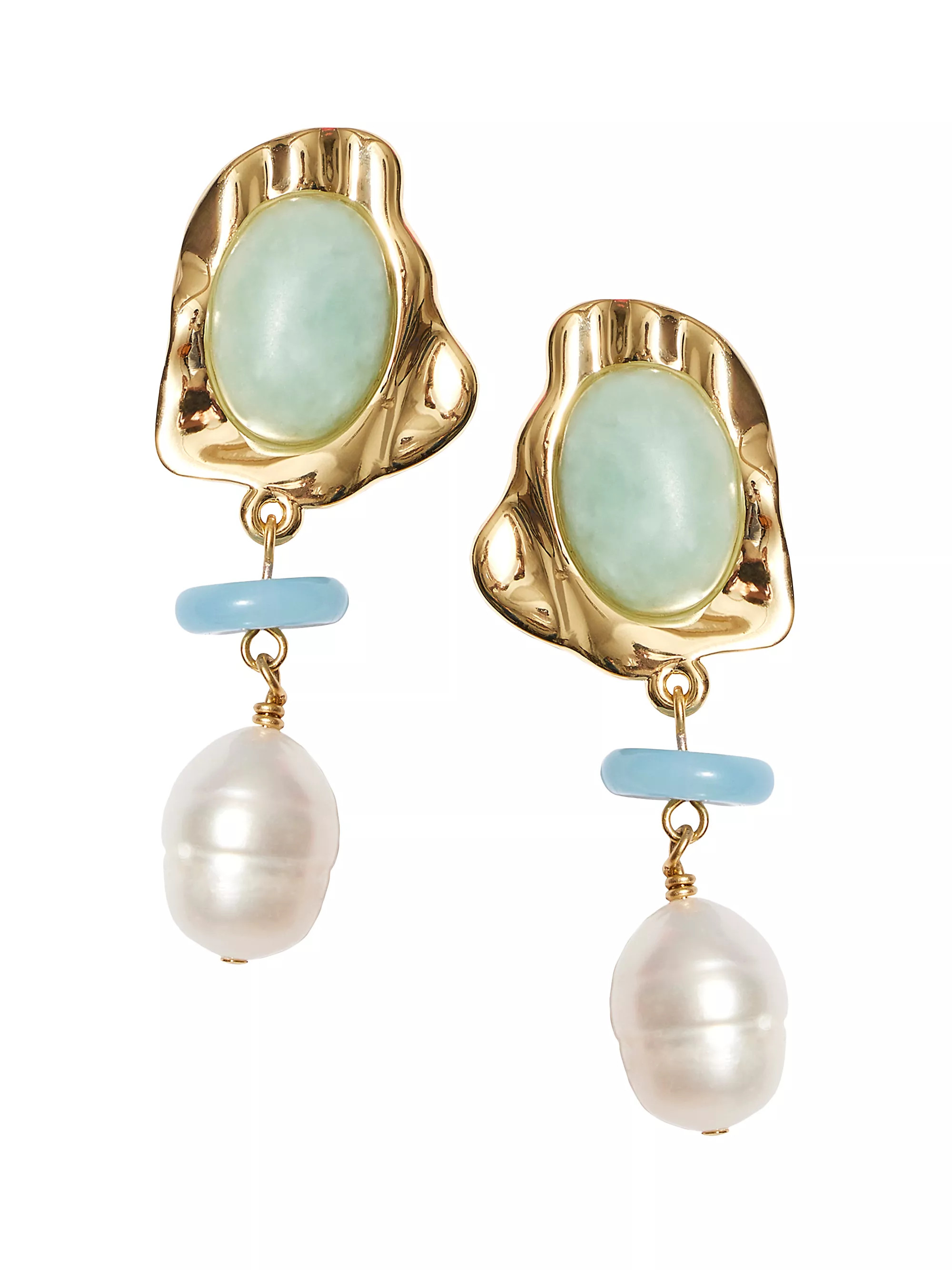Vida Goldtone Amazonite & Freshwater Pearl Drop Earrings | Saks Fifth Avenue