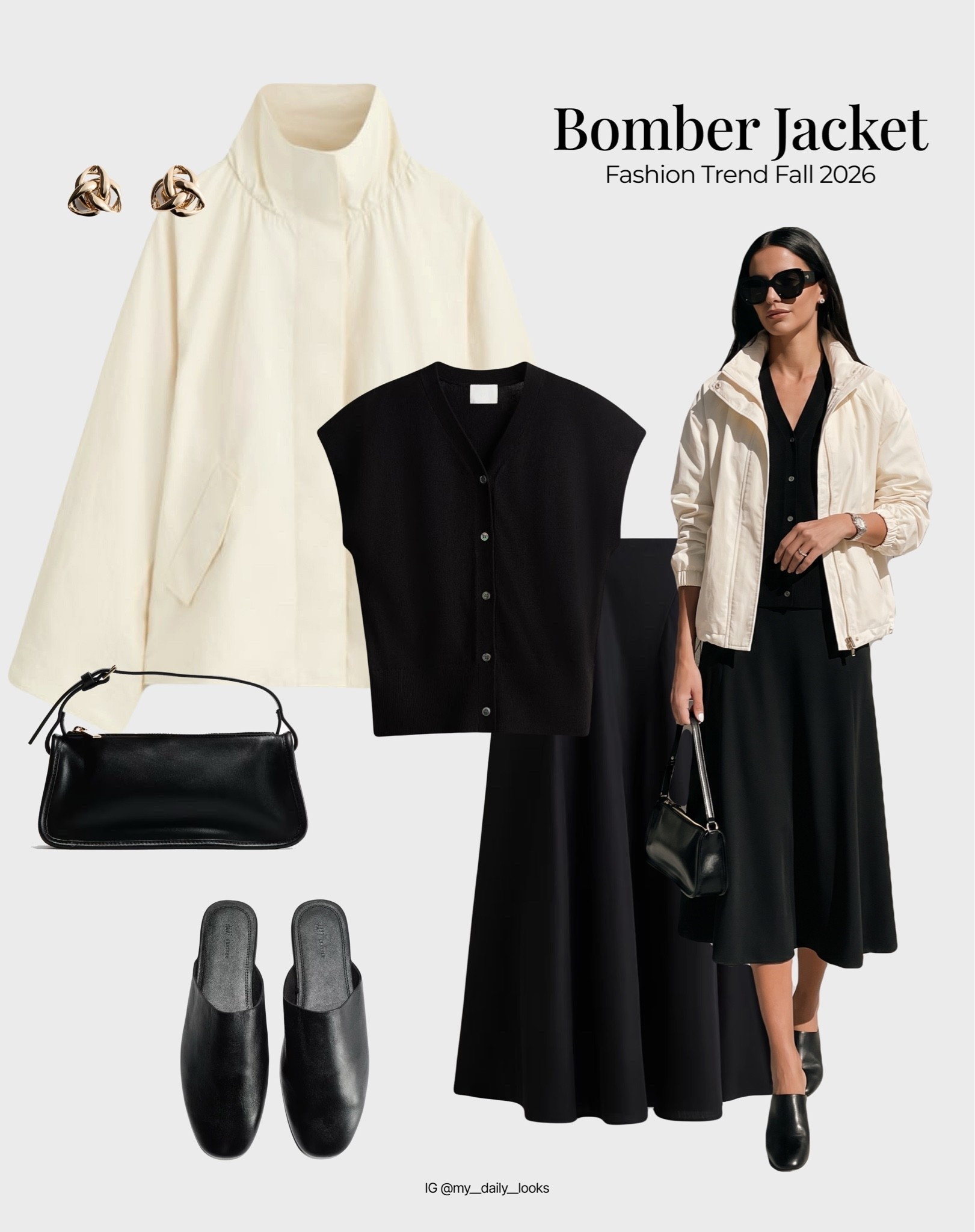 Bomber jacket outfit 🖤

Tags: summer outfits, pre-fall, early fall, fall jacket, technical bomber, fall oitfit women, cotton jacket, casual look, capsule wardrobe, high street.

#LTKautumn #LTKdatenight #LTKstyletip