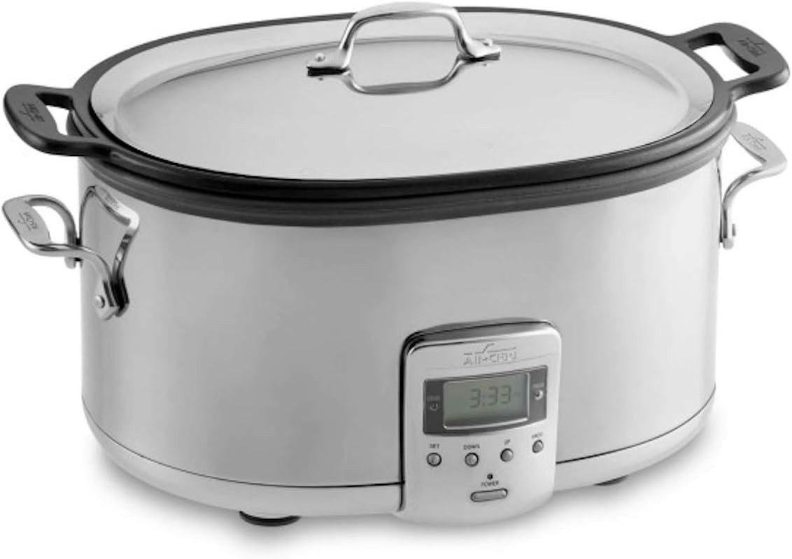 All-Clad Stainless Steel Electric Slow Cooker 7-Quart, Programmable LCD Timer, Aluminum Insert, S... | Amazon (US)