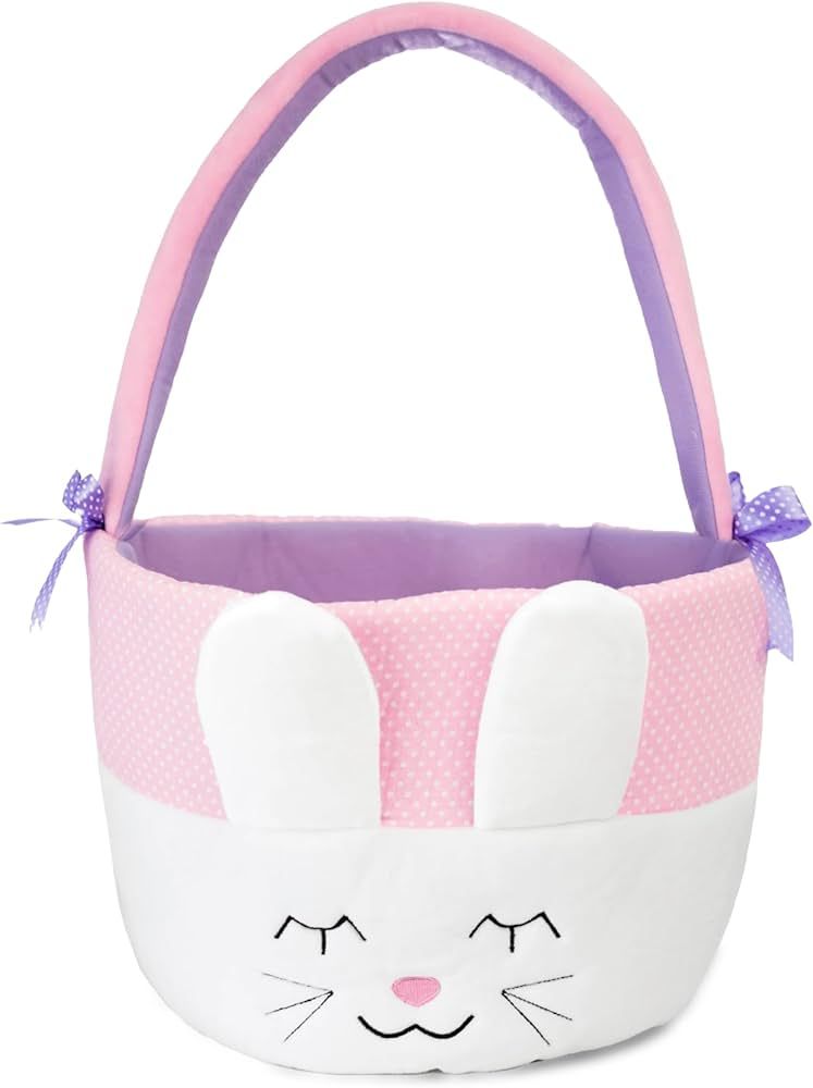 Plushible Bunny Easter Basket with Handle - Ideal for Baby's 1st Easter, Toddlers, Boys, and Girl... | Amazon (US)