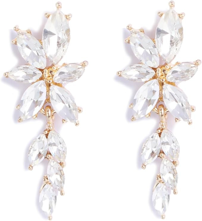 ATIMIGO Elegant Rhinestine Dangle Earrings Marquise Crystal Wedding Bridal Earrings for Brides Br... | Amazon (US)