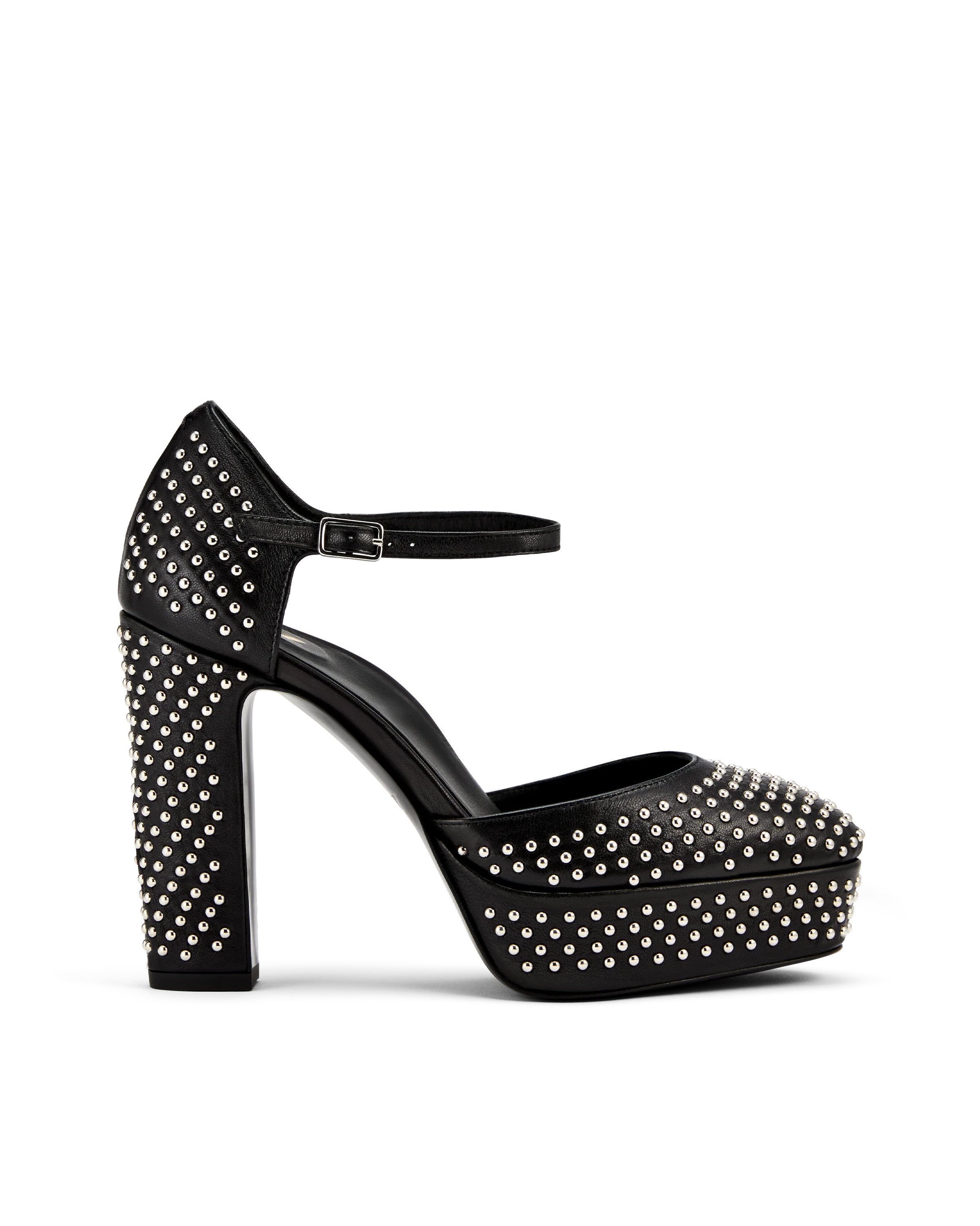 Vada: Black Nappa with Micro Studs | Inez Shoes, LLC