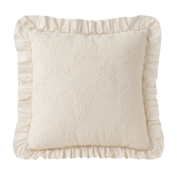 The Pioneer Woman Cream Matelasse Floral Crochet Ruffle Decorative Pillow, 20" x 20" | Walmart (US)