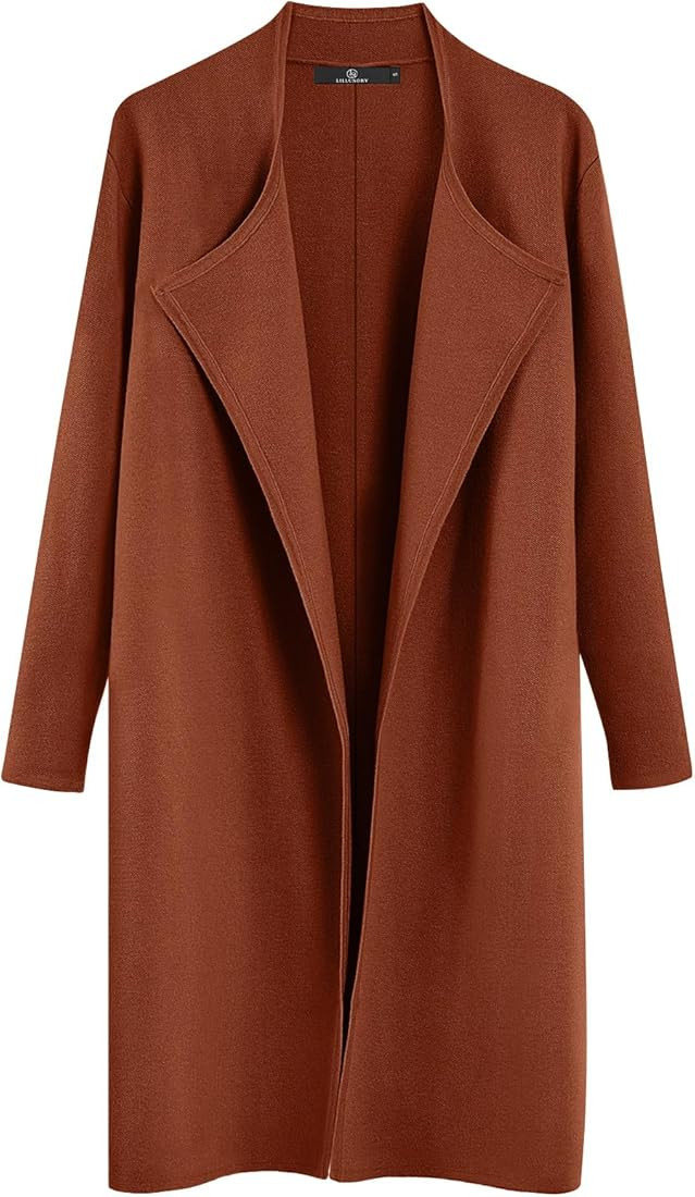 LILLUSORY Women's Long Wool Cardigan Sweaters Oversized Fall Dressy Coatigan Light Casual Jackets... | Amazon (US)