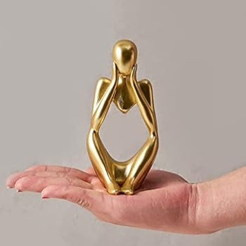 Gold Decor Thinker Statue Abstract Art Sculpture, FJS Set of 3 Golden Resin Collectible Figurines... | Amazon (US)