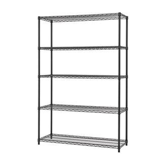 Black Anthracite 5-Tier Steel Wire Shelving Unit (48 in. W x 72 in. H x 18 in. D) | The Home Depot