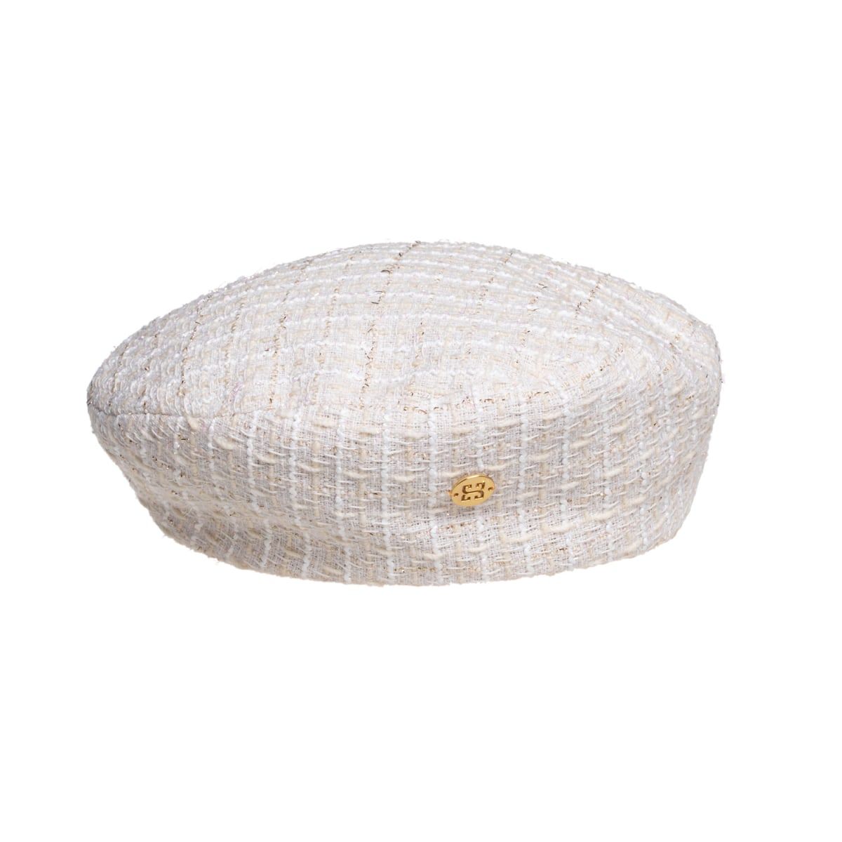 Diana - White Tweed French Beret Hat | Wolf & Badger (US)