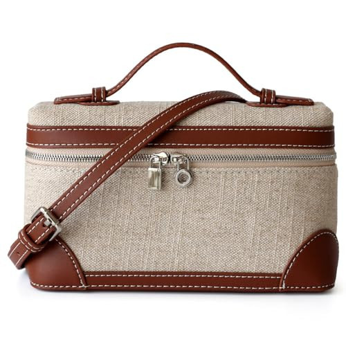 Rejolly Crossbody Bag for Women Small Top-Handle Pouch Purse Designer Shoulder Handbag Quiet Luxury Leather Trendy Purse Canvas Brown | Amazon (US)