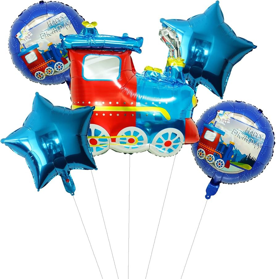 Train Birthday Balloon Kit Train Foil Balloons Five-pointed Star Foil Balloons Baby Shower Train ... | Amazon (US)
