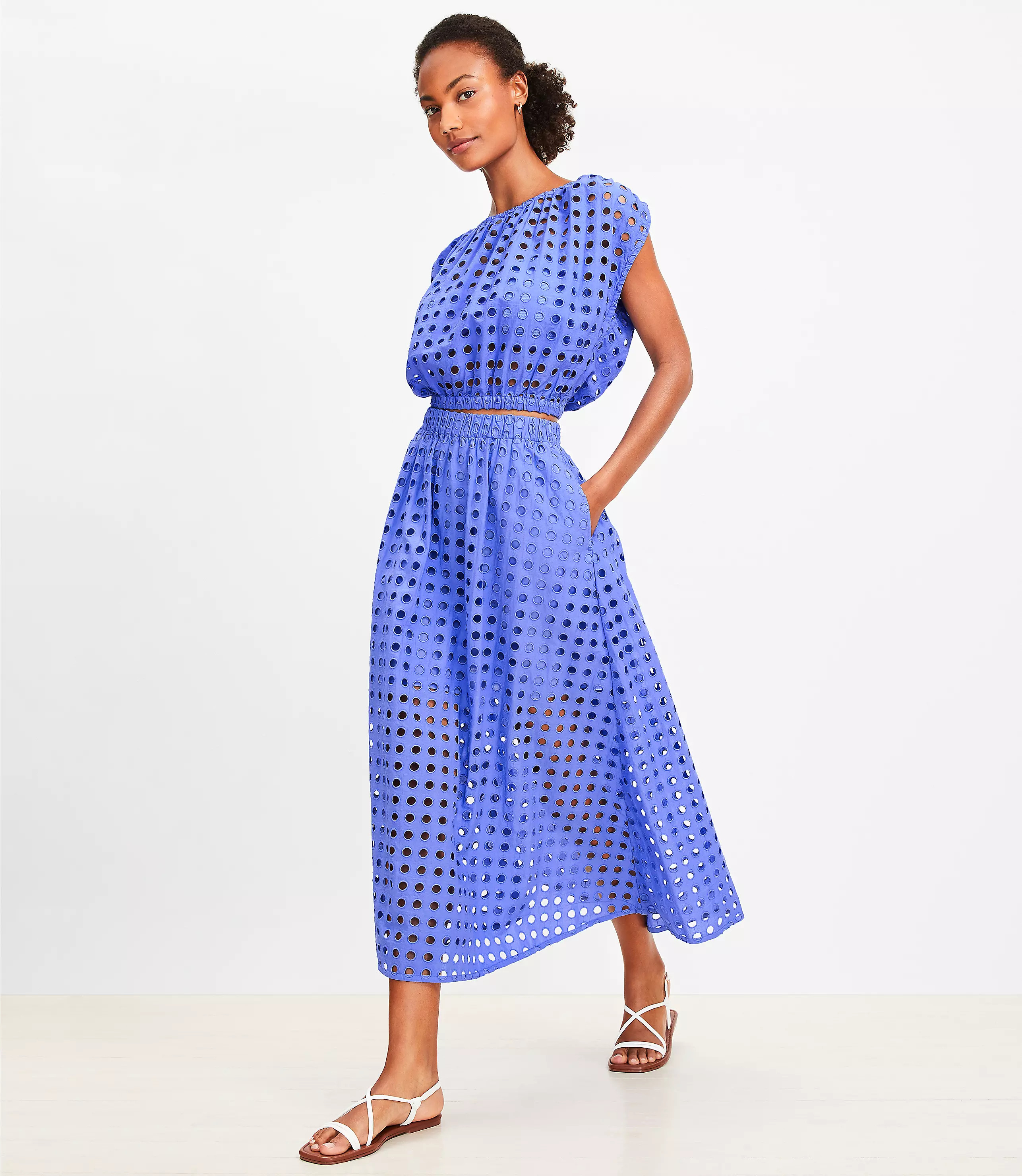 LOFT Beach Circle Eyelet Boatneck Top | LOFT