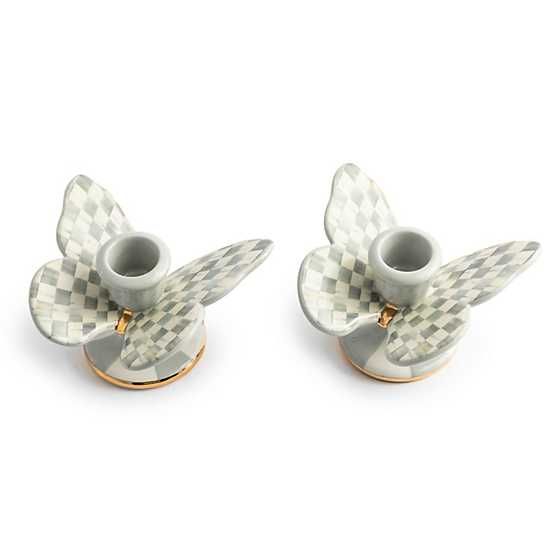 Sterling Check Butterfly Candle Holders, Set of 2 | MacKenzie-Childs