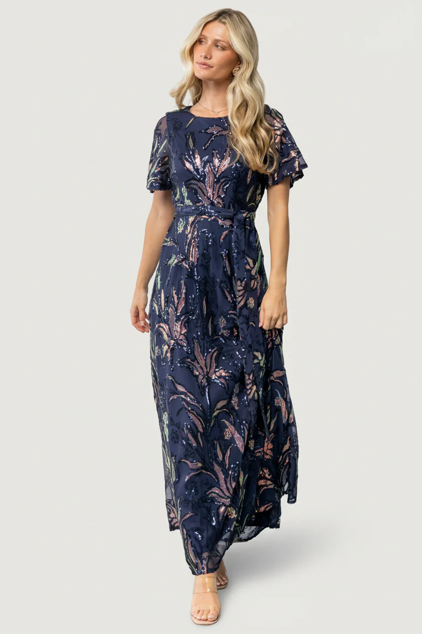 Muse Sequin Maxi Dress | Dark Blue Multi | Baltic Born