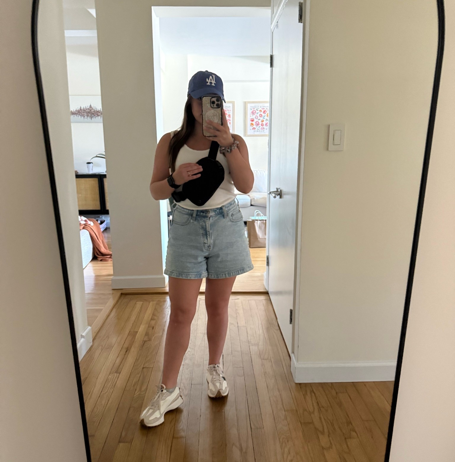 Baseball game fit but make it cute — Amazon tank, Abercrombie denim, and my go-to Air Forces 🤍💙 #LTKfashion