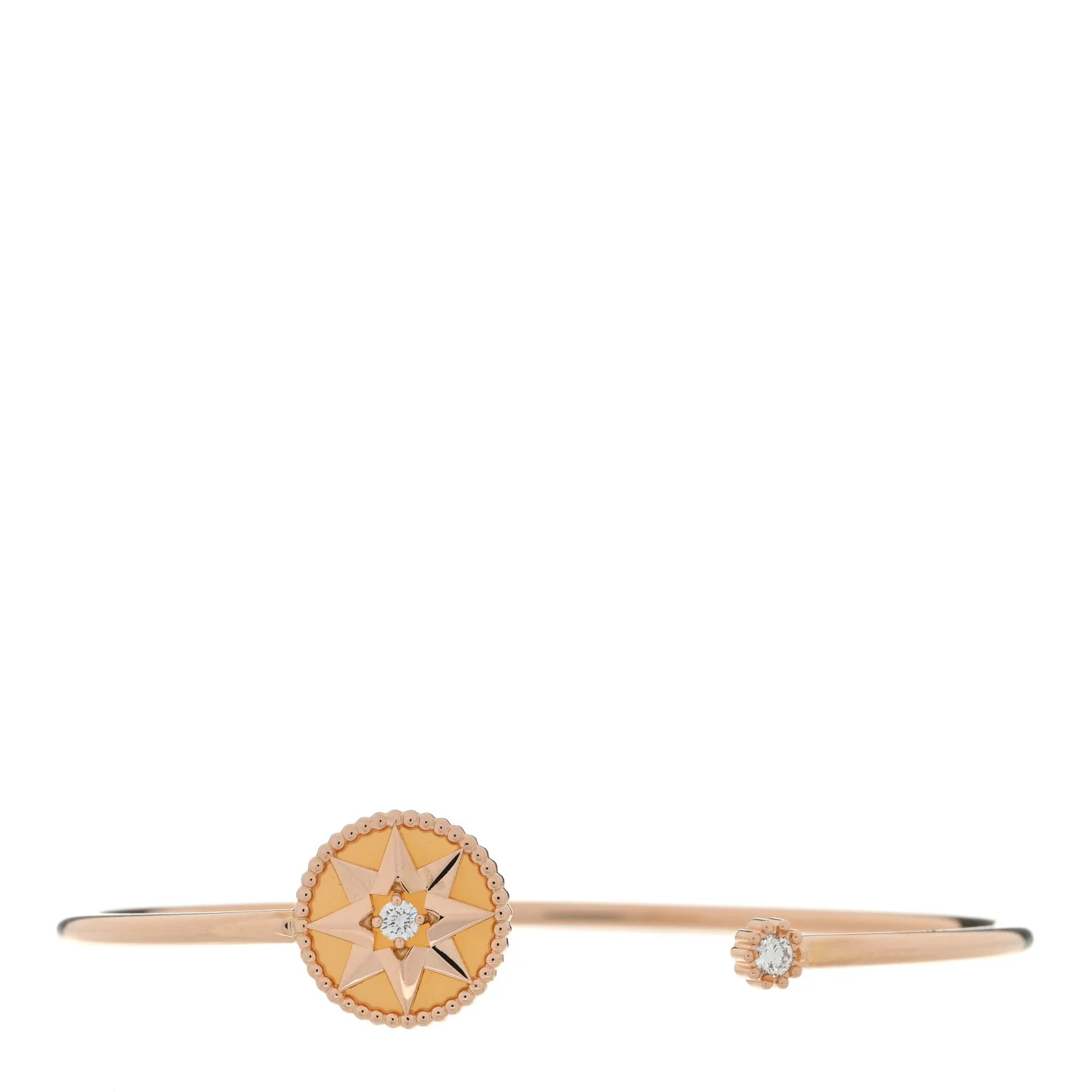 18K Rose Gold Diamond Pink Opal Rose Des Vents Cuff Bracelet | FASHIONPHILE (US)