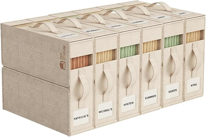 6 Pack Sheet Storage Organizer (King & Queen Size) with handle, Foldable Sheet Set Organizer for ... | Amazon (US)