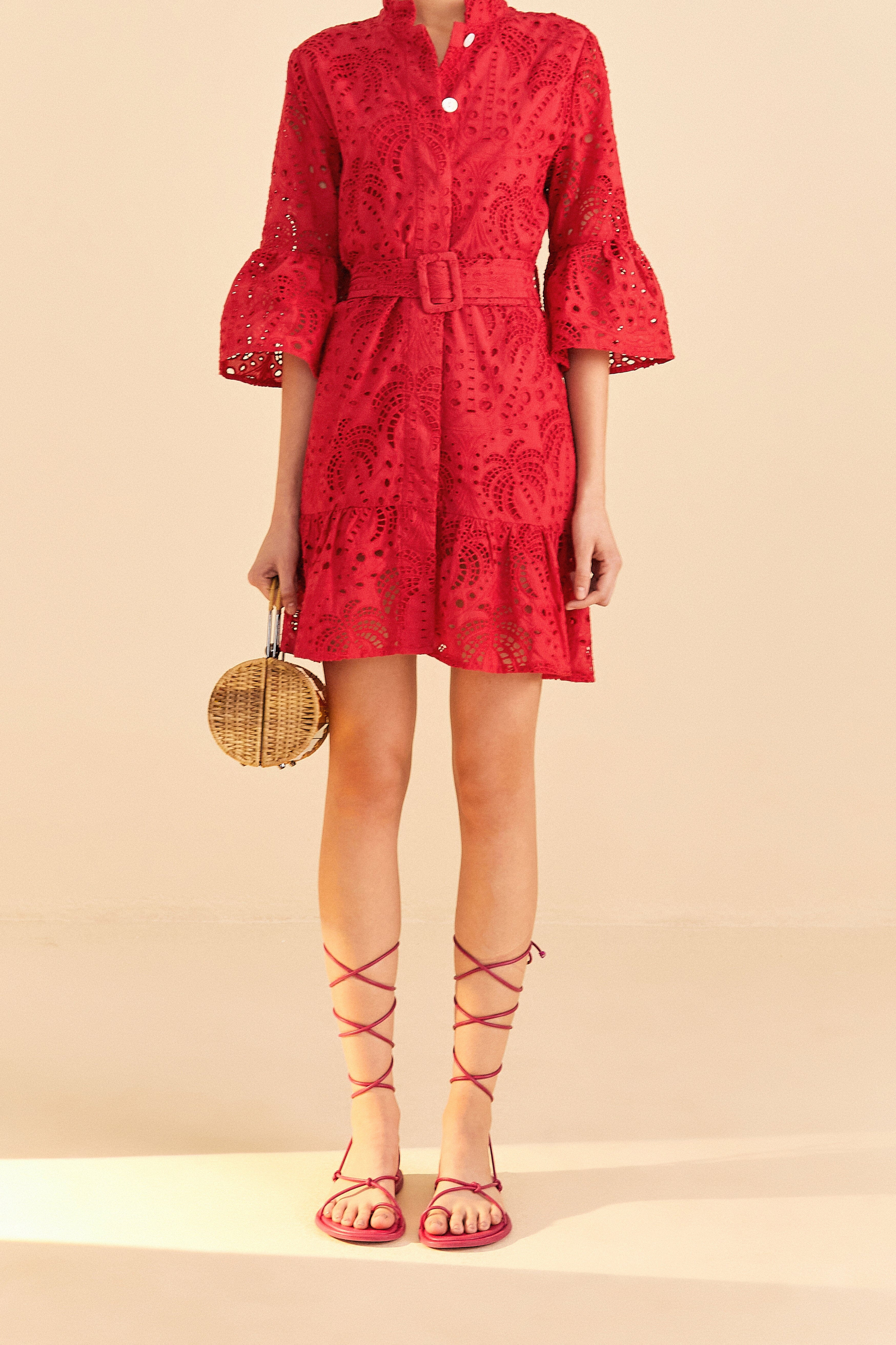 Red Palm Tree Mini Dress | FarmRio (US)