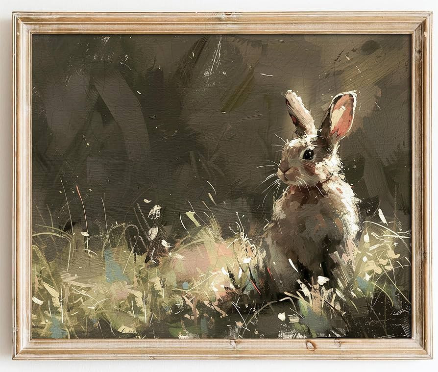 Kizbook Vintage Bunny Wall Art Prints Easter Wall Decor, Neutral Rabbit Canvas Painting, Farmhous... | Amazon (US)