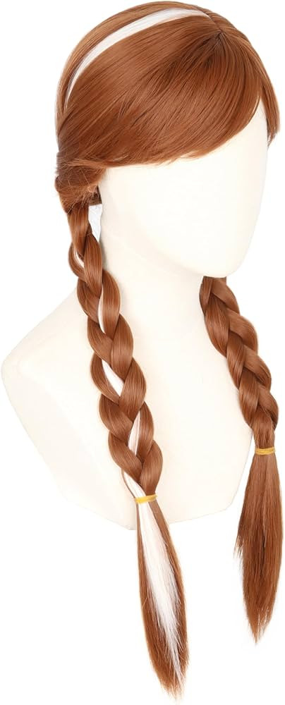 Women or Girls Wig Halloween Costume Cosplay Wigs Brwon Long Braids Wig | Amazon (US)