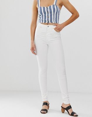 Monki Oki organic cotton high waist skinny jeans in white | ASOS UK