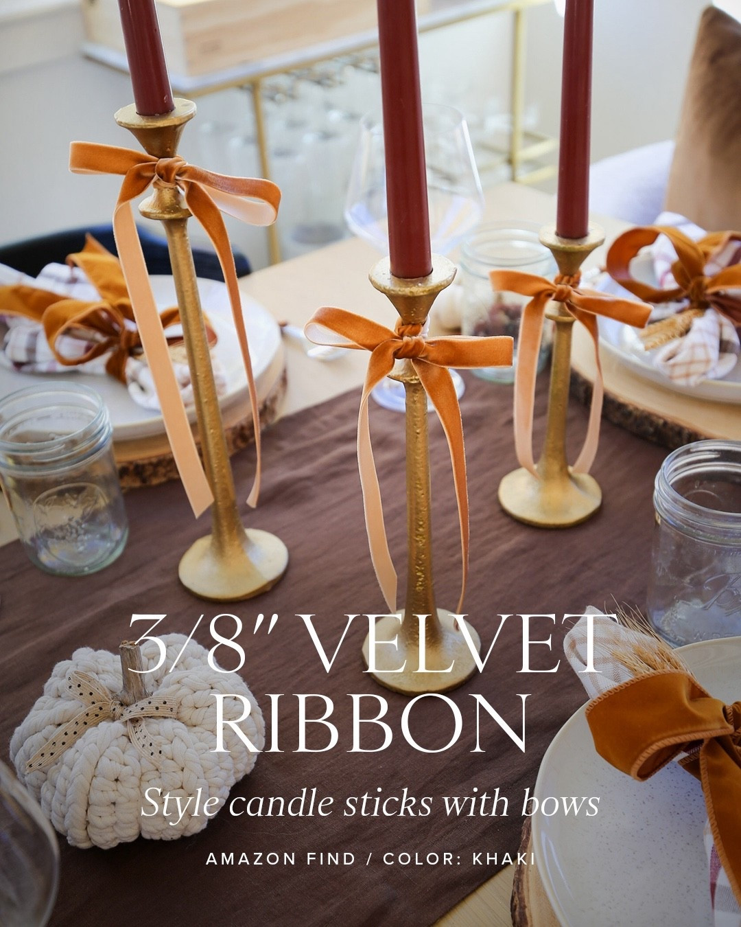 Velvet ribbon for bows! Thanksgiving or fall table decor 🤎🍂

Home
Entertaining 

#LTKHoliday #LTKSeasonal #LTKHome