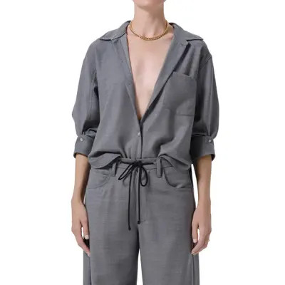 Citizens of Humanity Kayla Shrunken Felted Wool Shirt in Gris Lt Md Grey at Nordstrom, Size Large | Nordstrom