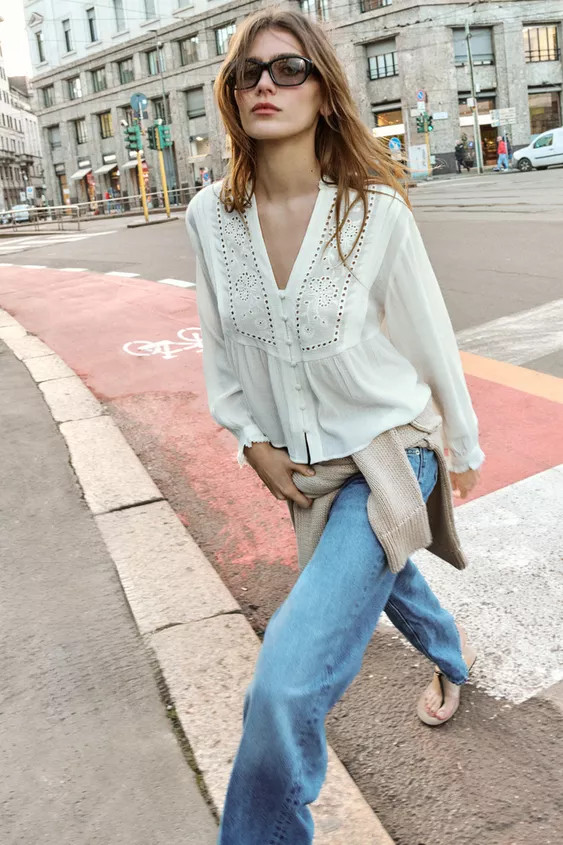 EMBROIDERED BLOUSE | Zara US