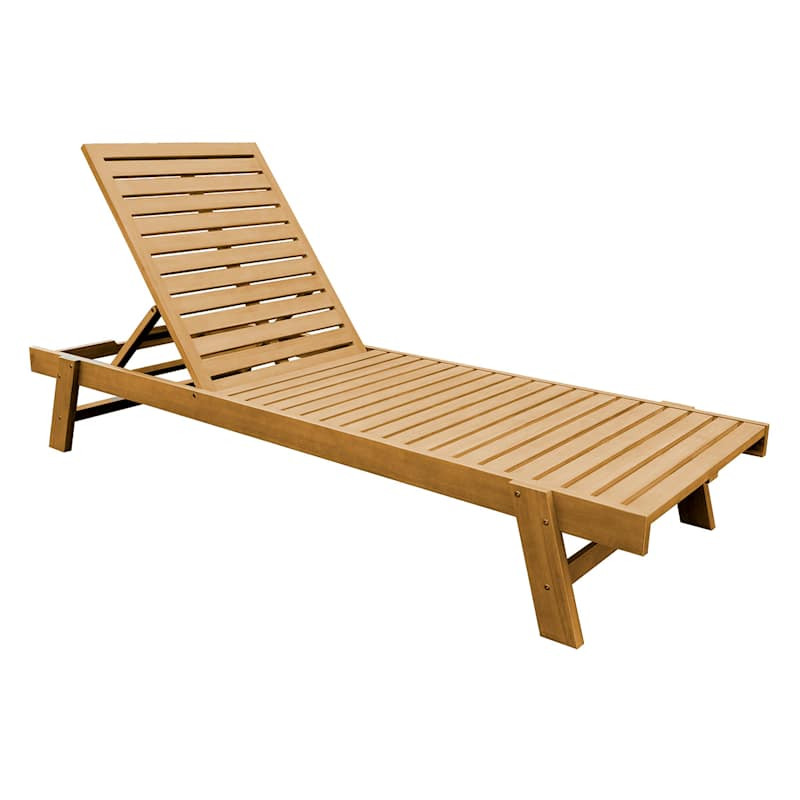Blonde Acacia Wood Patio Chaise Lounge Chair | At Home